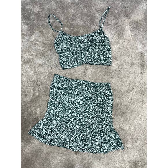 MABLE Matching Mini Skirt Set Green Womens Size Small - Picture 1 of 6